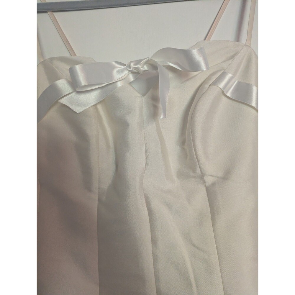 Suzanne Ermann White Wedding Dress Midi Silk Blend 40 US8 - Picture 3 of 12